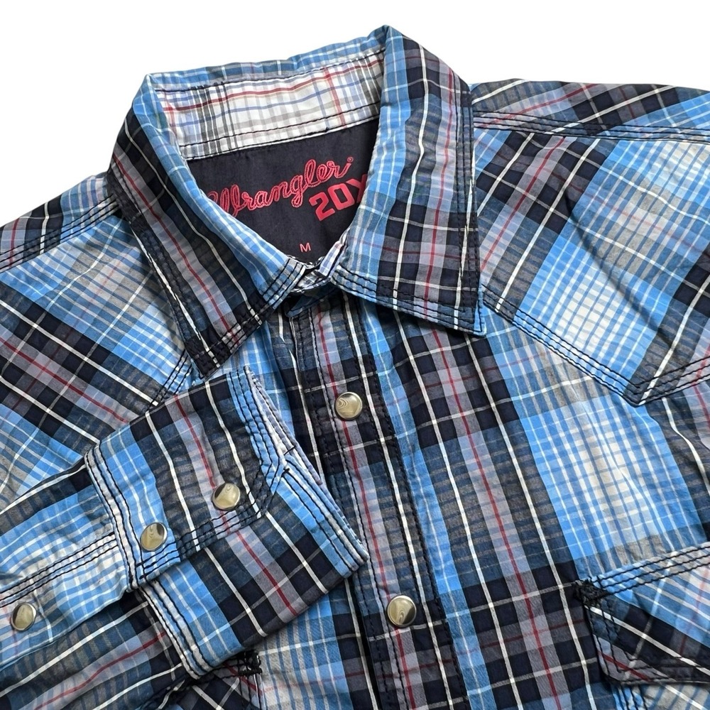 Wrangler 20X Mens Medium Multicolor Plaid Pearl Snap Long Sleeve Western Shirt
